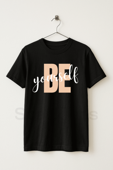 BE-YOURSELF Graphic Black Tee Half Sleeve T-Shirt