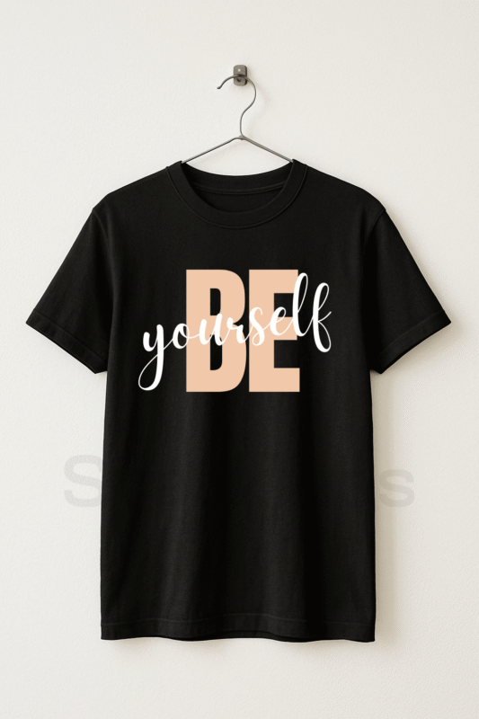 BE-YOURSELF Graphic Black Tee Half Sleeve T-Shirt