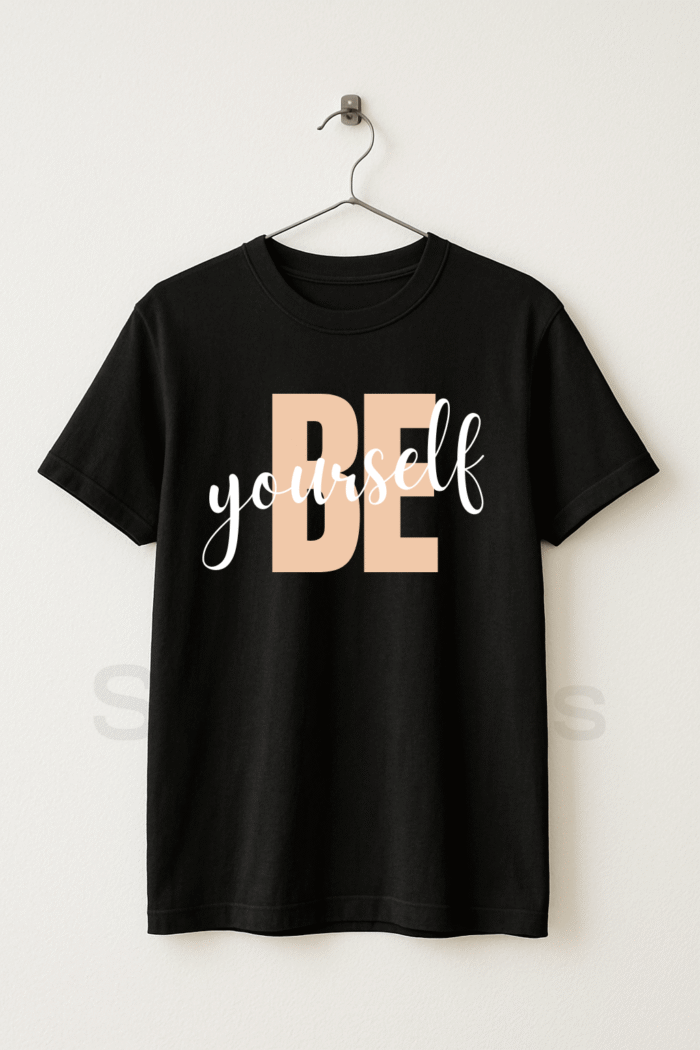 BE-YOURSELF Graphic Black Tee Half Sleeve T-Shirt