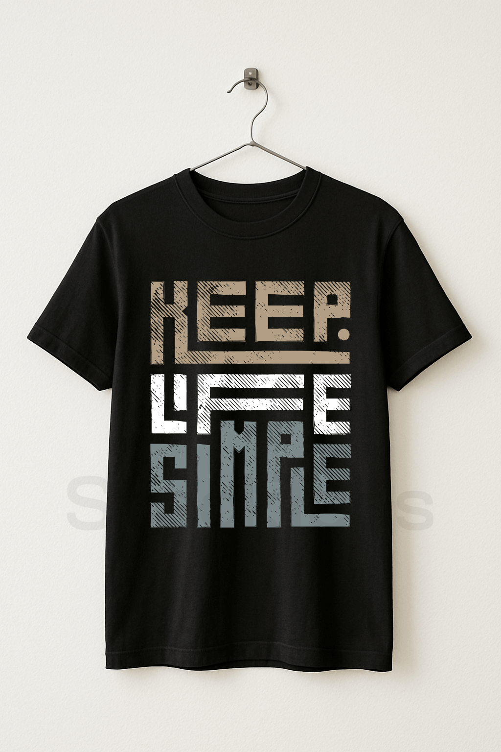 KEEP LIFE SIMPLE - Graphic Black Tee Half Sleeve T-Shirt