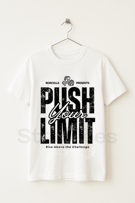 PUSH YOUR LIMIT - Graphic White Tee Half Sleeve T-Shirt