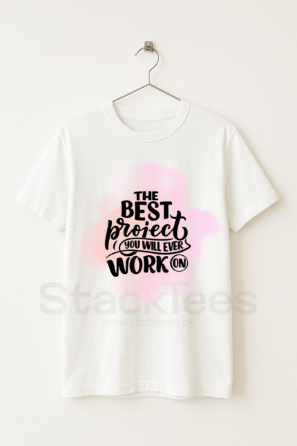 Best Project Ever WorkOn - Graphic White Tee Half Sleeve T-Shirt