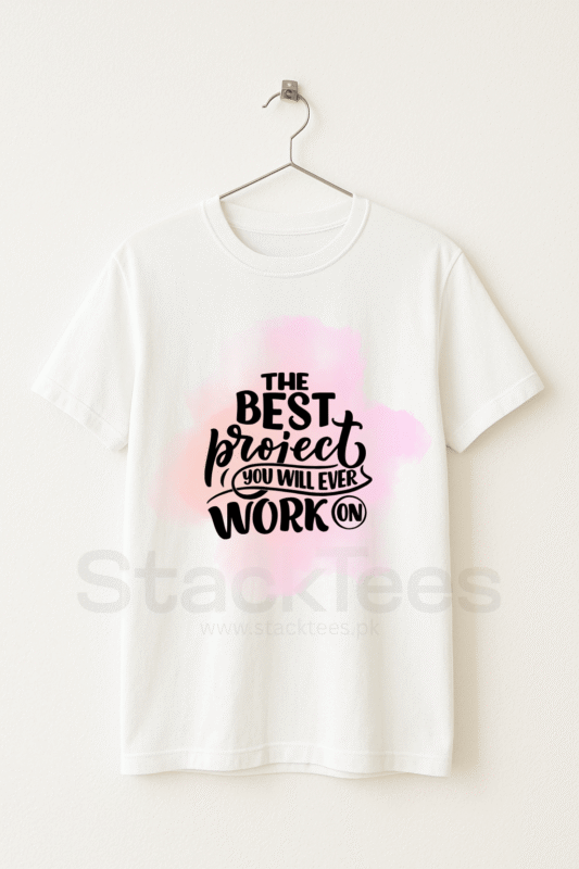 Best Project Ever WorkOn - Graphic White Tee Half Sleeve T-Shirt