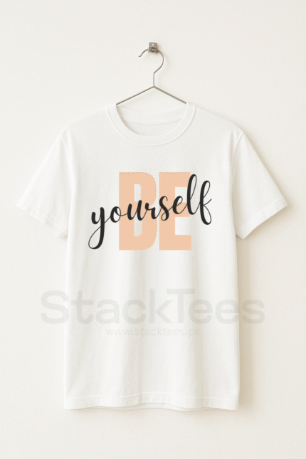 BE-YOURSELF Graphic White Tee Half Sleeve T-Shirt