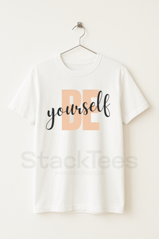 BE-YOURSELF Graphic White Tee Half Sleeve T-Shirt