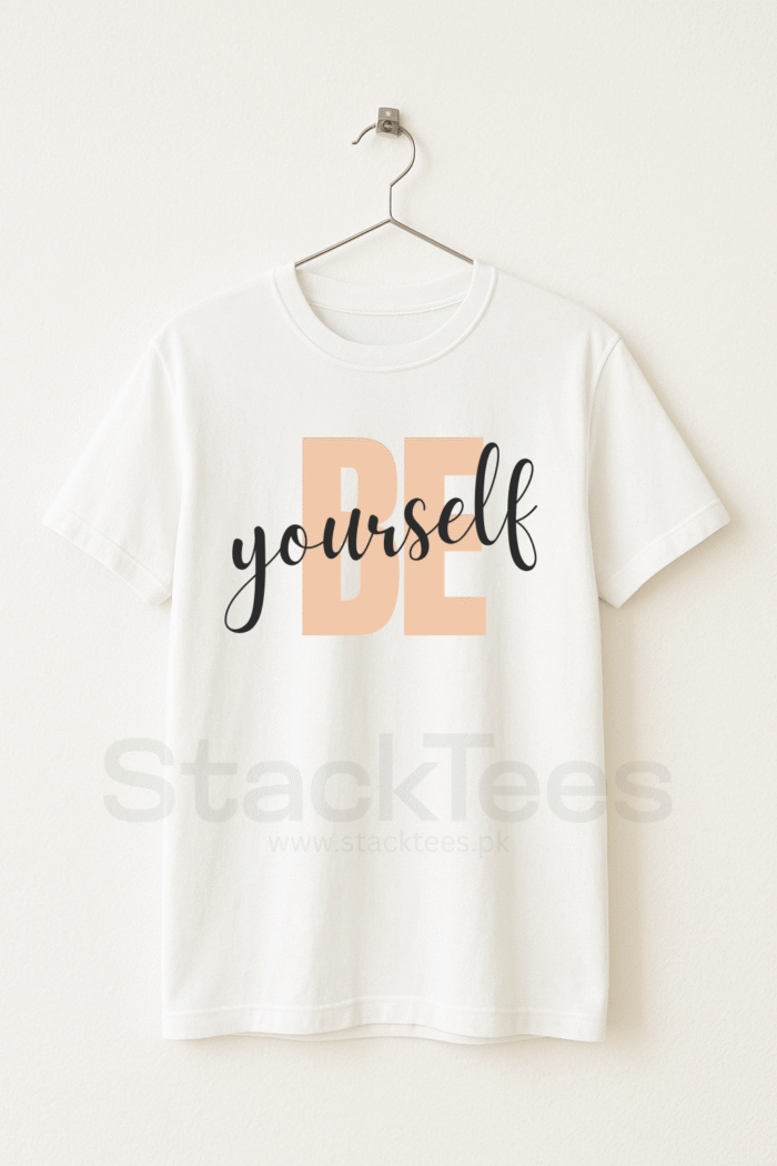 BE-YOURSELF Graphic White Tee Half Sleeve T-Shirt