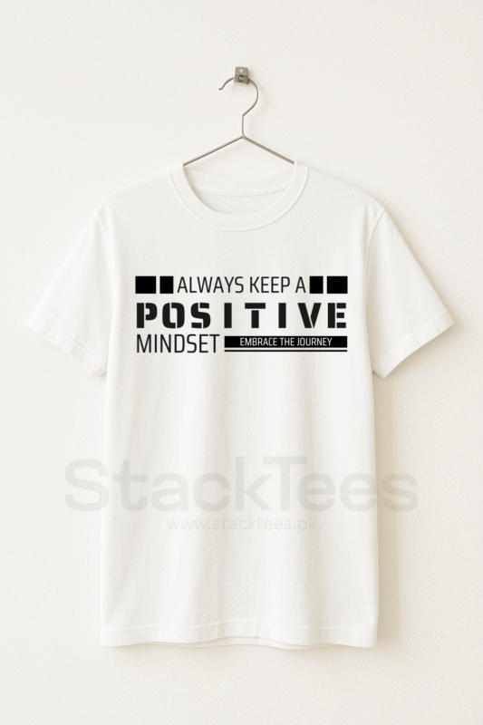 POSITIVE MINDSET - Graphic Black Tee Half Sleeve T-Shirt