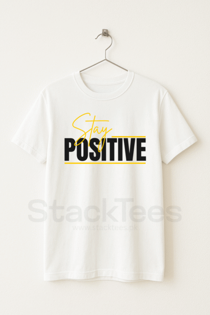 STAY POSITIVE Graphic Black Tee Half Sleeve T-Shirt - StackTees