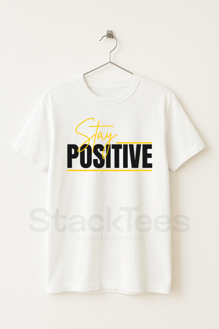 STAY POSITIVE Graphic Black Tee Half Sleeve T-Shirt - StackTees
