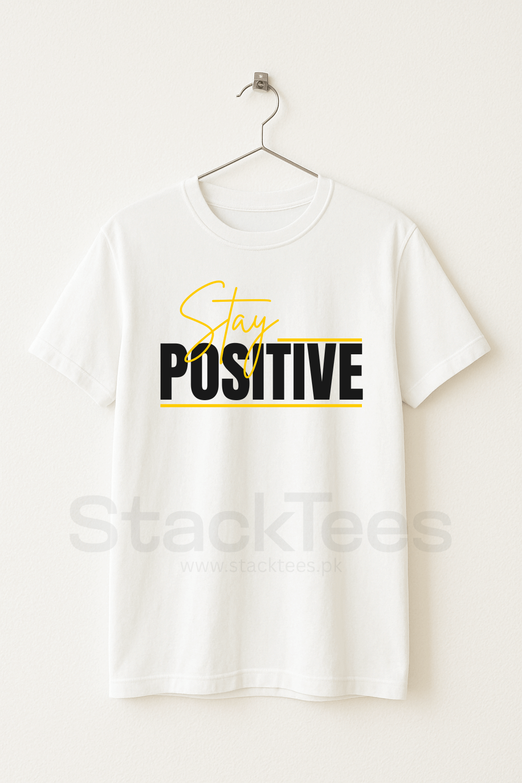 STAY POSITIVE Graphic Black Tee Half Sleeve T-Shirt - StackTees