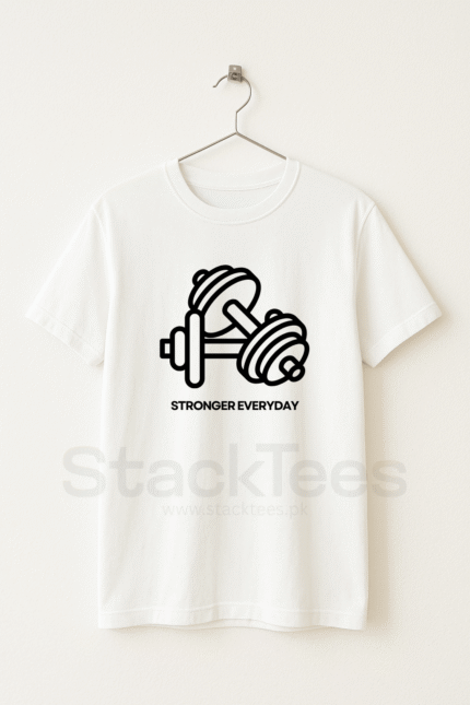 stacktees graphic-white tee stronger everyday