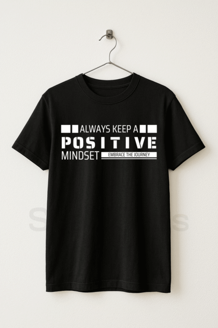 POSITIVE MINDSET - Graphic Black Tee Half Sleeve T-Shirt