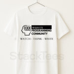 stacktees- programming white tee watch think write
