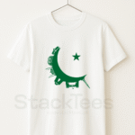 Pakistan Flag Moon T-Shirt White Color Half Sleeves