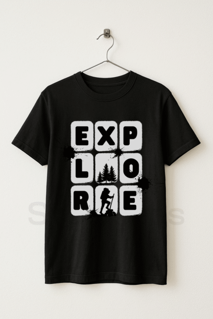 Explore - StackTees Men Black Graphic T-Shirt Pakistan