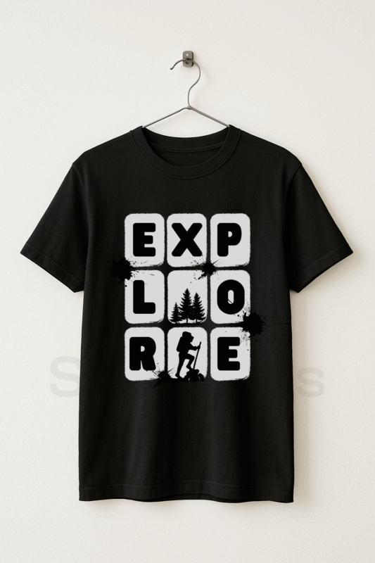 Explore - StackTees Men Black Graphic T-Shirt Pakistan
