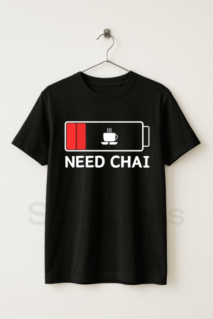 Need Chai - StackTees Men Black Graphic T-Shirts Pakistan