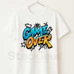 Game Over - White Graphic Tee Half Sleeve T-Shirt