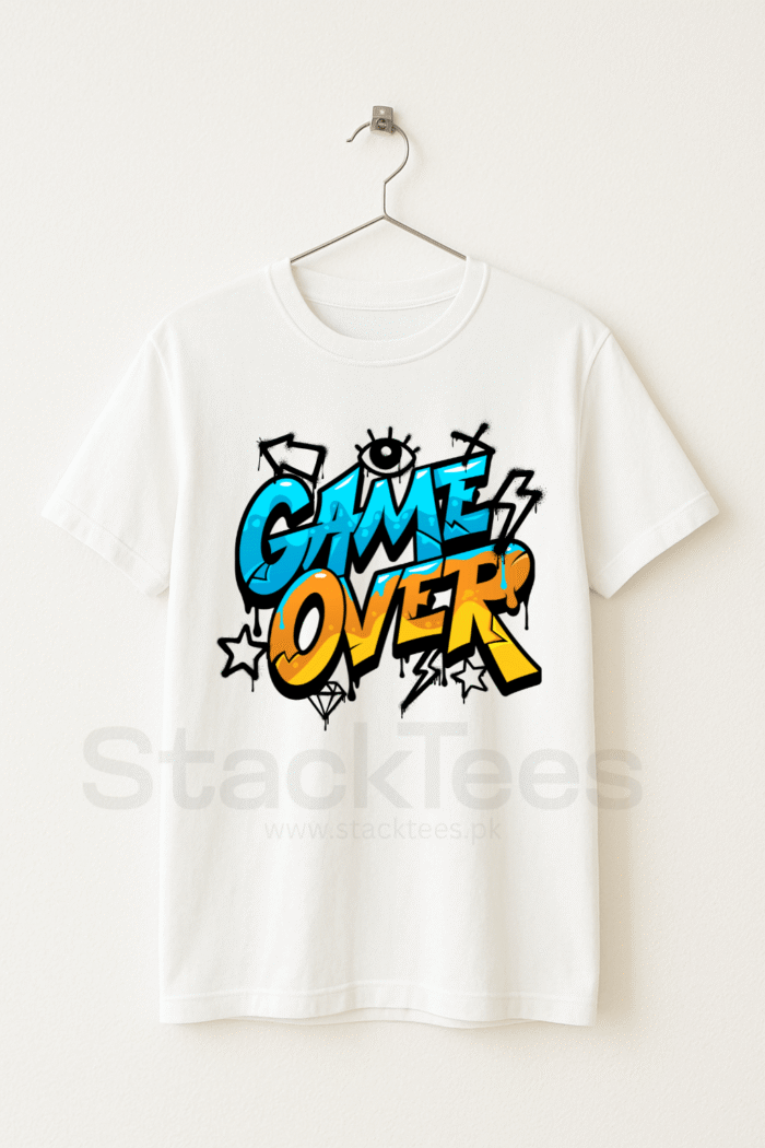 Game Over - White Graphic Tee Half Sleeve T-Shirt