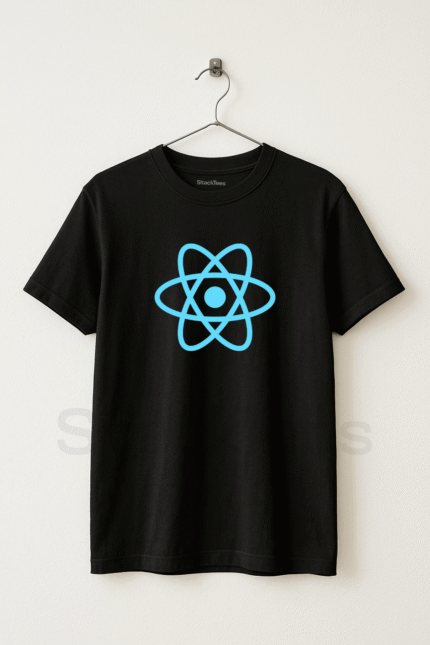 ReactJs Logo Black T-Shirt - Programmers lover StackTees