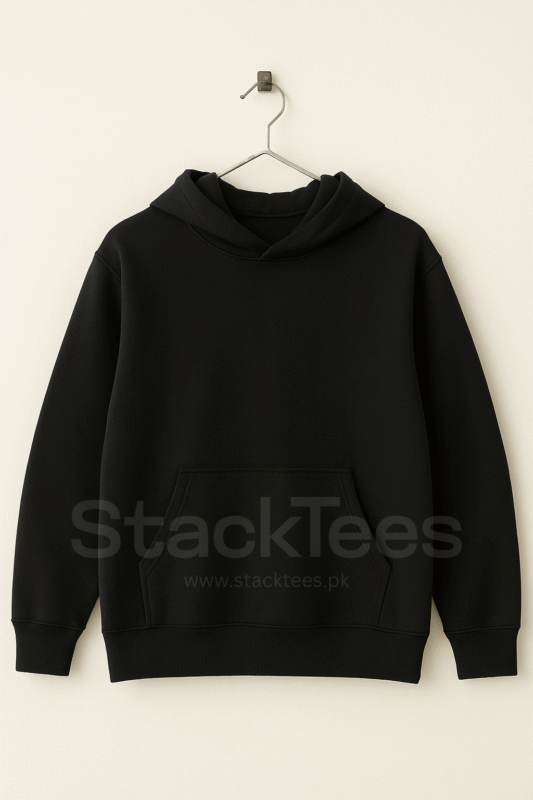 Men Black Basic Hoodie