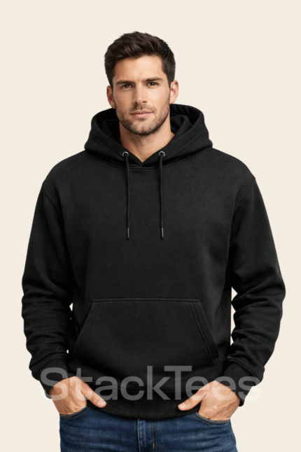 Men Black Basic Hoodie
