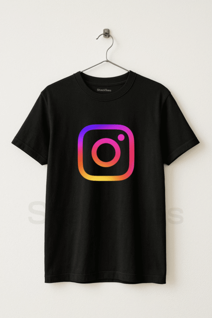 Instagram Logo Black T-Shirt - StackTees Pakistan