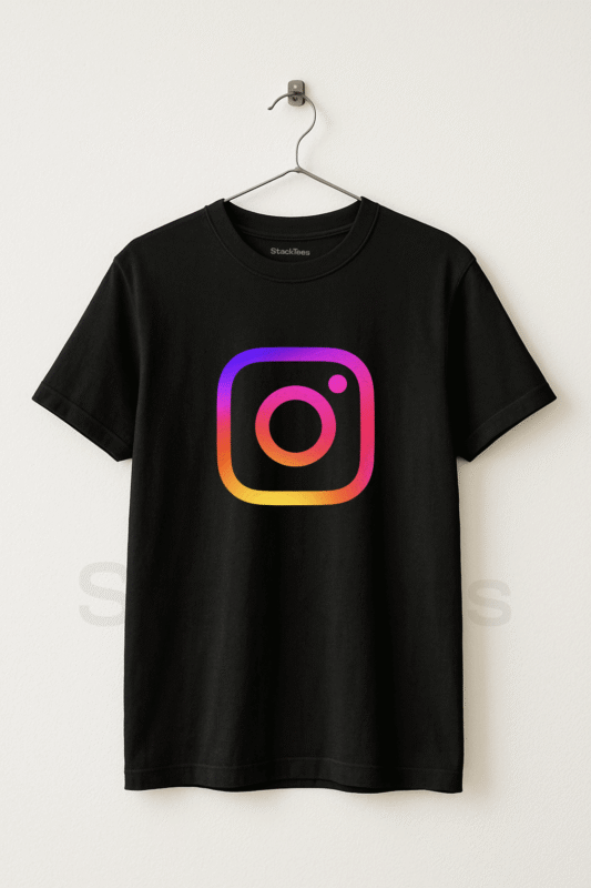 Instagram Logo Black T-Shirt - StackTees Pakistan