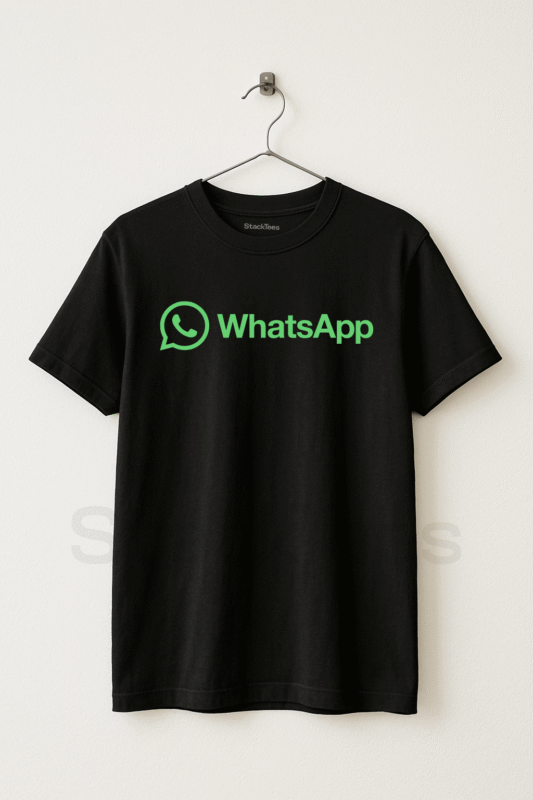 WhatsApp Logo Black T-Shirt - StackTees Pakistan