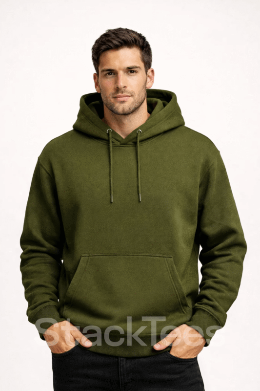 Army Green Basic Hoodie for Men