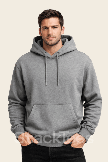 Men Basic Grey Basic Hoodie