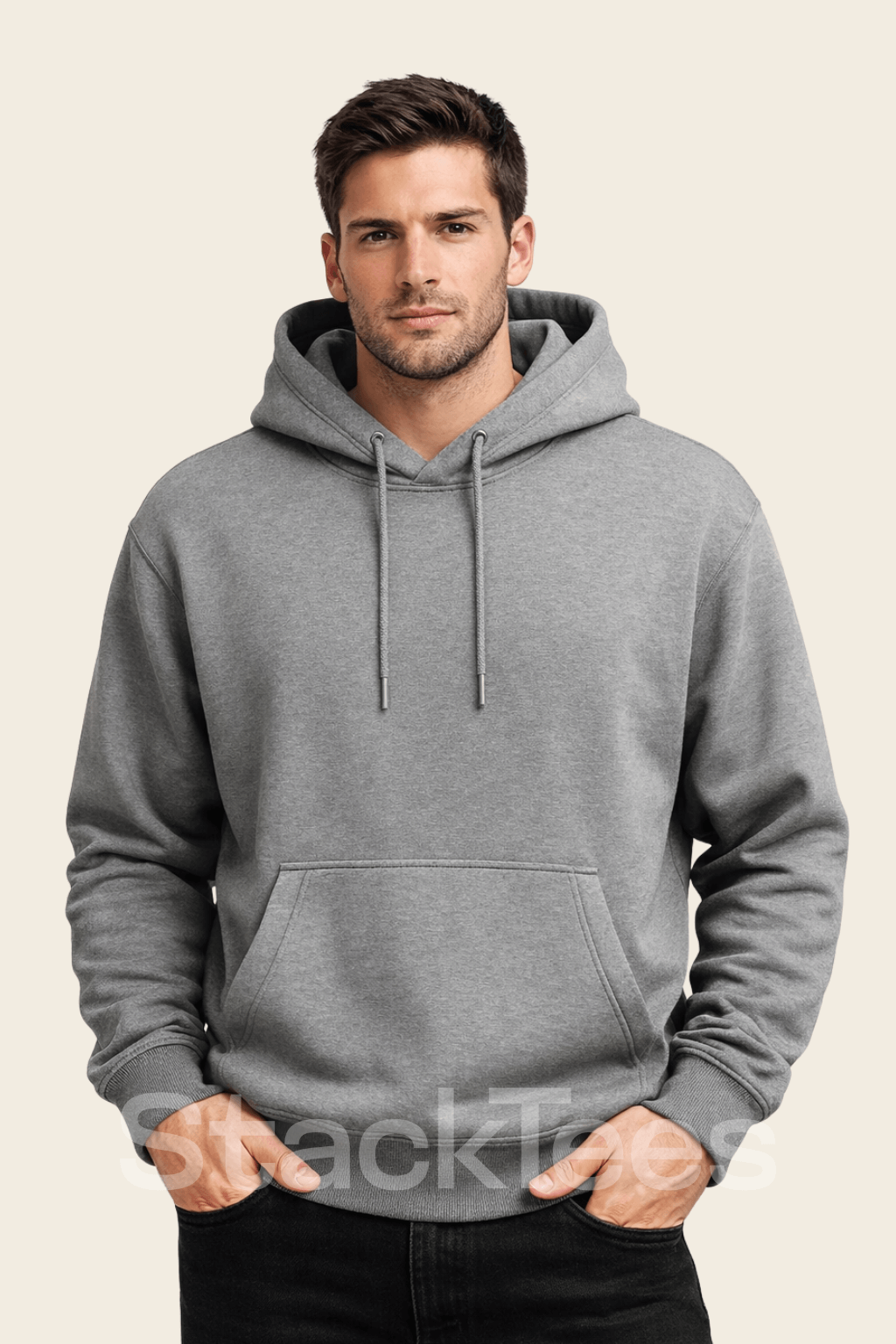 Men Basic Grey Basic Hoodie