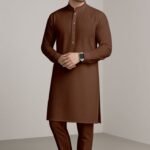 brown kurta pajama for men slim fit wedding wear