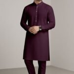 maroon kurta pajama for men slim fit wedding wear