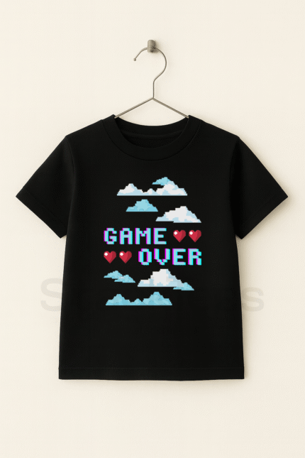 Game Over T-Shirt for Kids - Cute Graphic Half Sleeve Tee