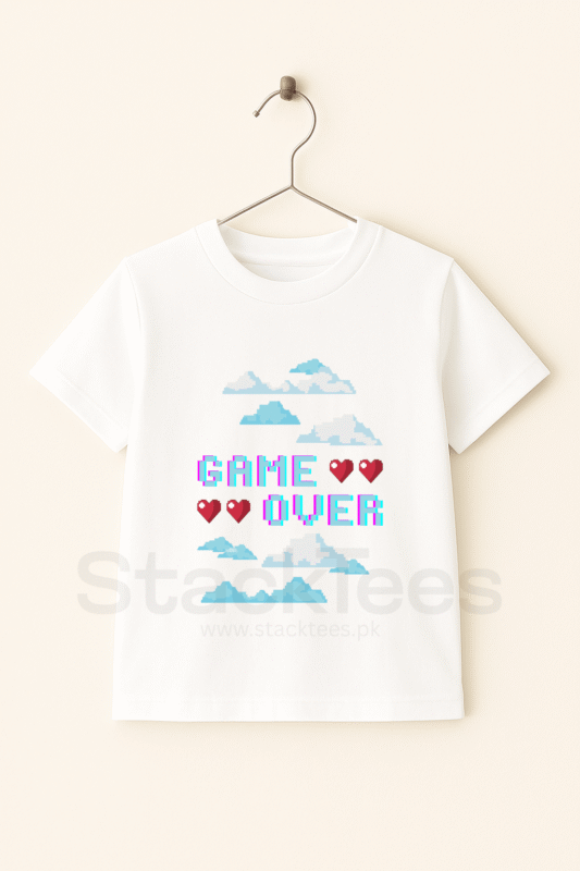 Game Over T-Shirt for Kids - Cute Graphic Half Sleeve Tee