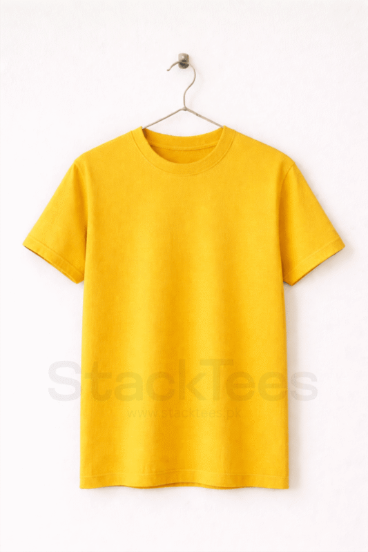 Men Basic Yellow Tee Half Sleeve T-Shirt