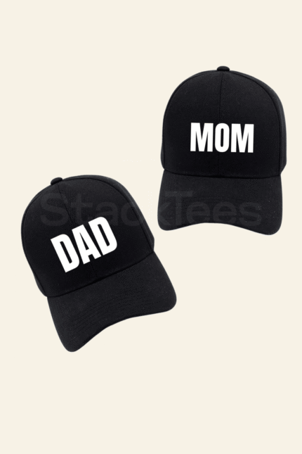 Mom & Dad Combo Black Cap – Matching Couple Caps for Parents