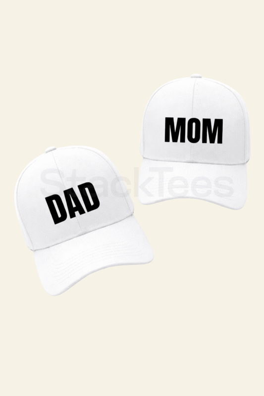 Mom & Dad Combo White Cap – Matching Couple Caps for Parents