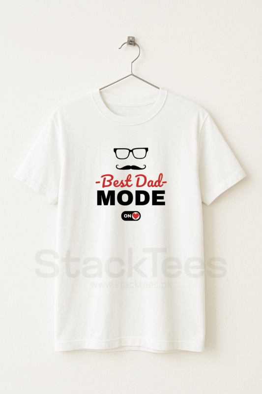 Best Dad Mode On - Men White Graphic T-Shirt Half Sleeve
