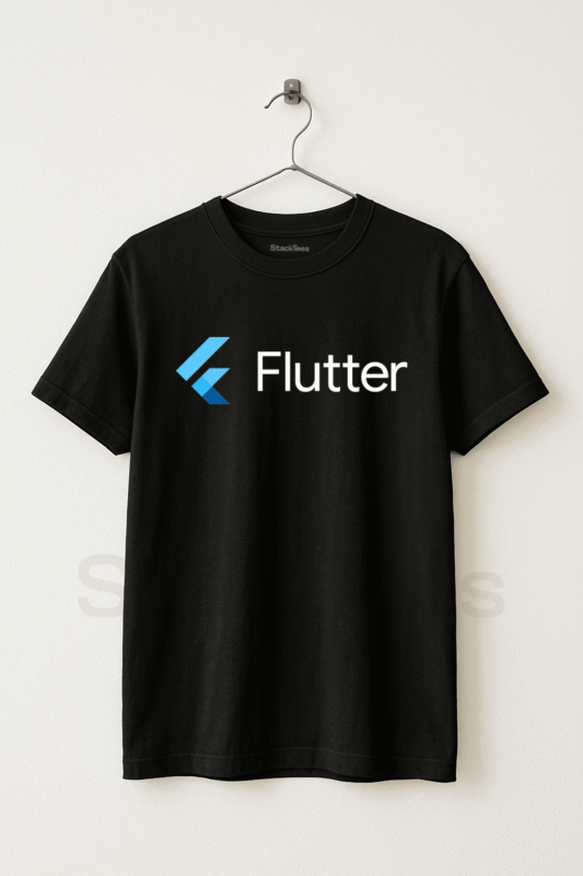 Flutter Programmer Black T-Shirt - Unisex Half Sleeve Coding Tee