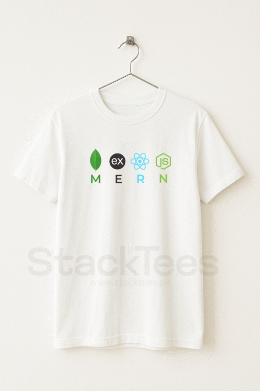MERN Stack Developer Programming White T-Shirt - Unisex Half Sleeve Coding Tee