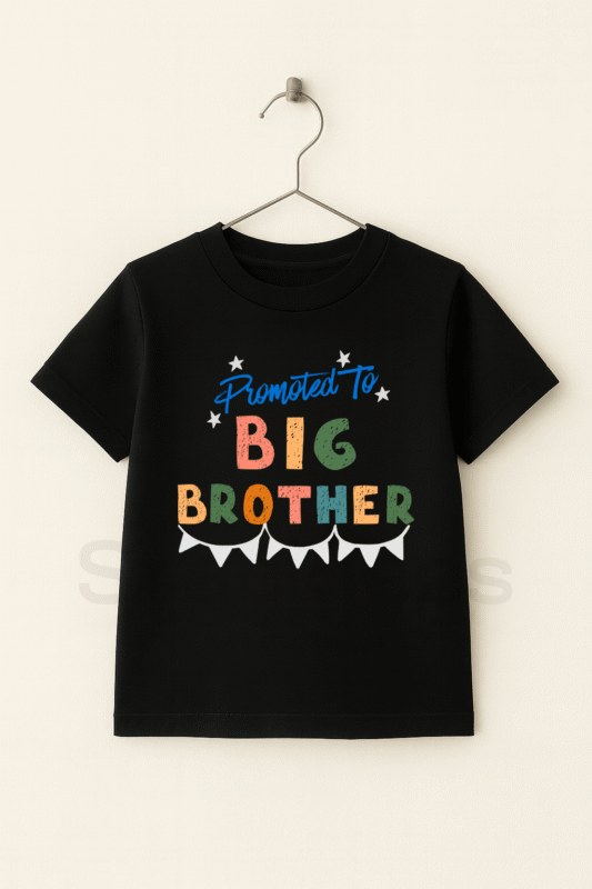 Promoted to Big Brother T-Shirt - Black Kids Graphic Tee