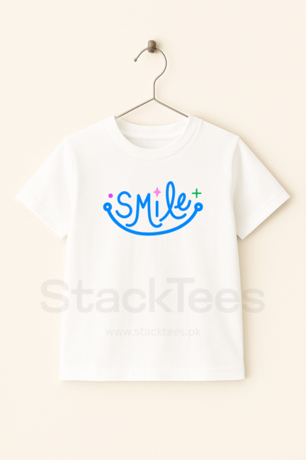 Smile Kids White Customize Name Kids T-Shirts
