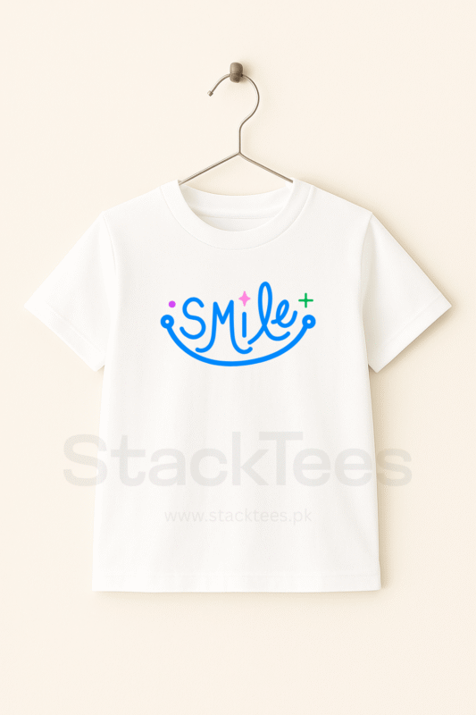 Smile Kids White Customize Name Kids T-Shirts