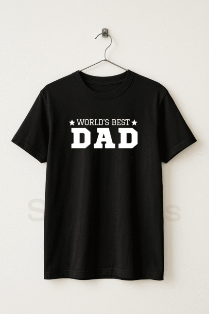 World Best Dad - Men Black Graphic T-Shirt Half Sleeve
