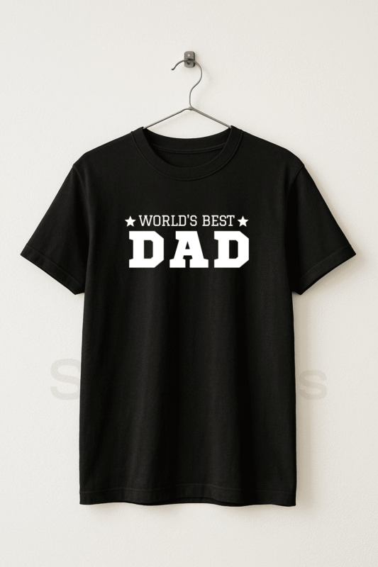 World Best Dad - Men Black Graphic T-Shirt Half Sleeve