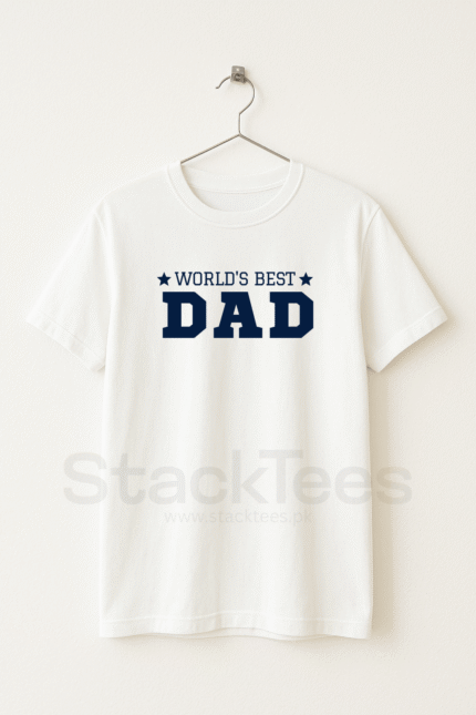 World Best Dad - Men White Graphic T-Shirt Half Sleeve