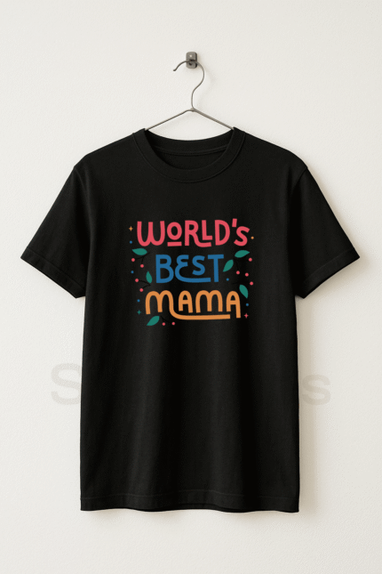 Worlds Best Mama - Black Graphic T-Shirt Half Sleeve