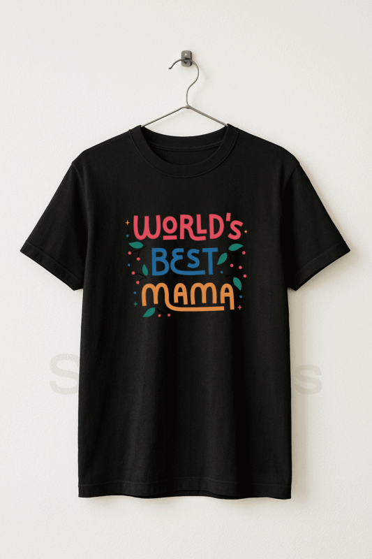 Worlds Best Mama - Black Graphic T-Shirt Half Sleeve